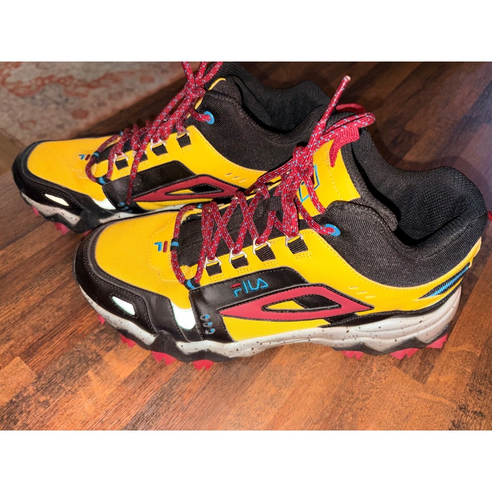 Fila Ray Tracer TR 2 Mens Yellow Black Red Trail Sneakers 1JM01257-704 Size 9.5